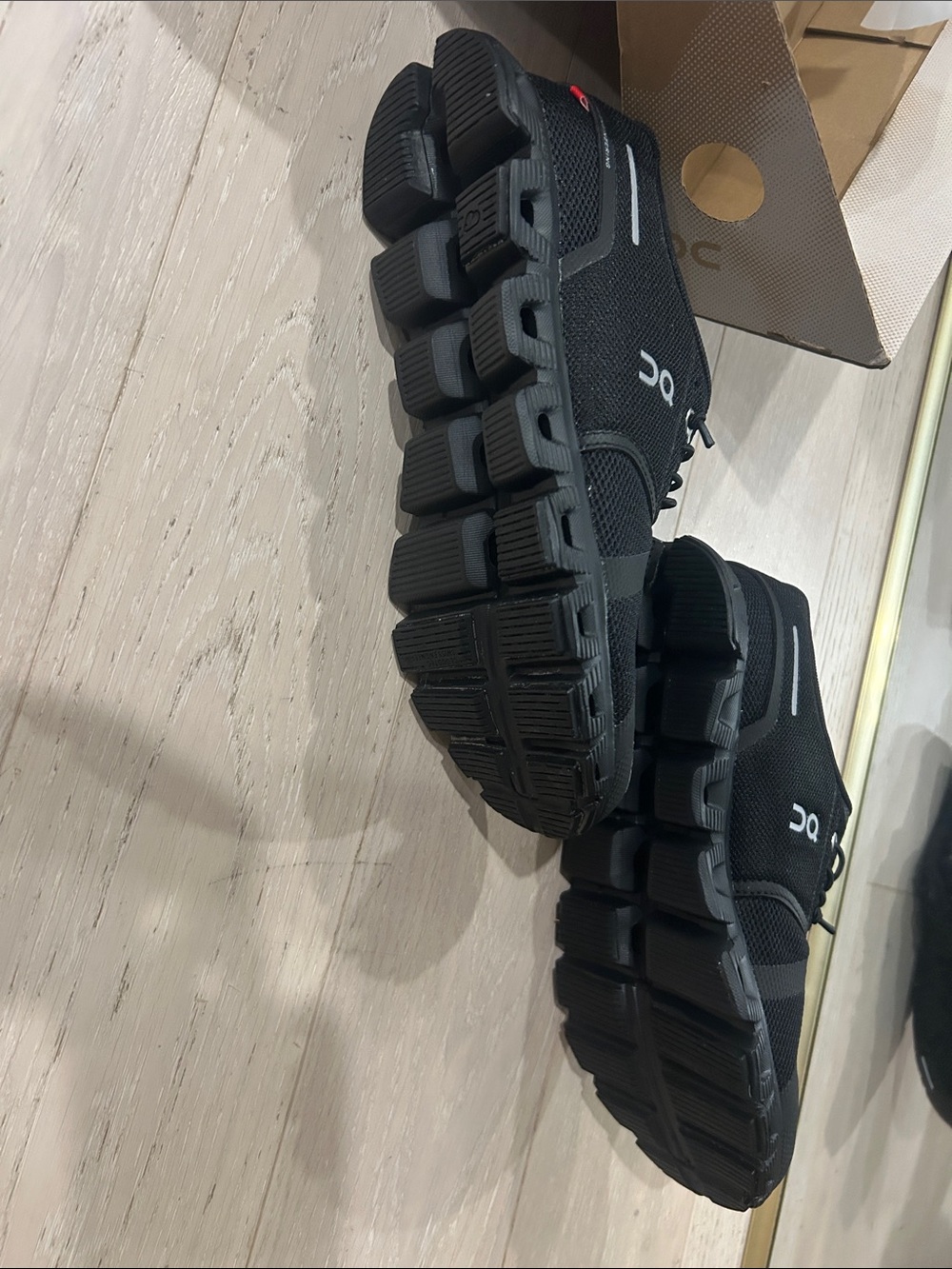 On Running Black Mesh Cloud Athletic Shoes with Reflective Accents - Picture 3 of 5